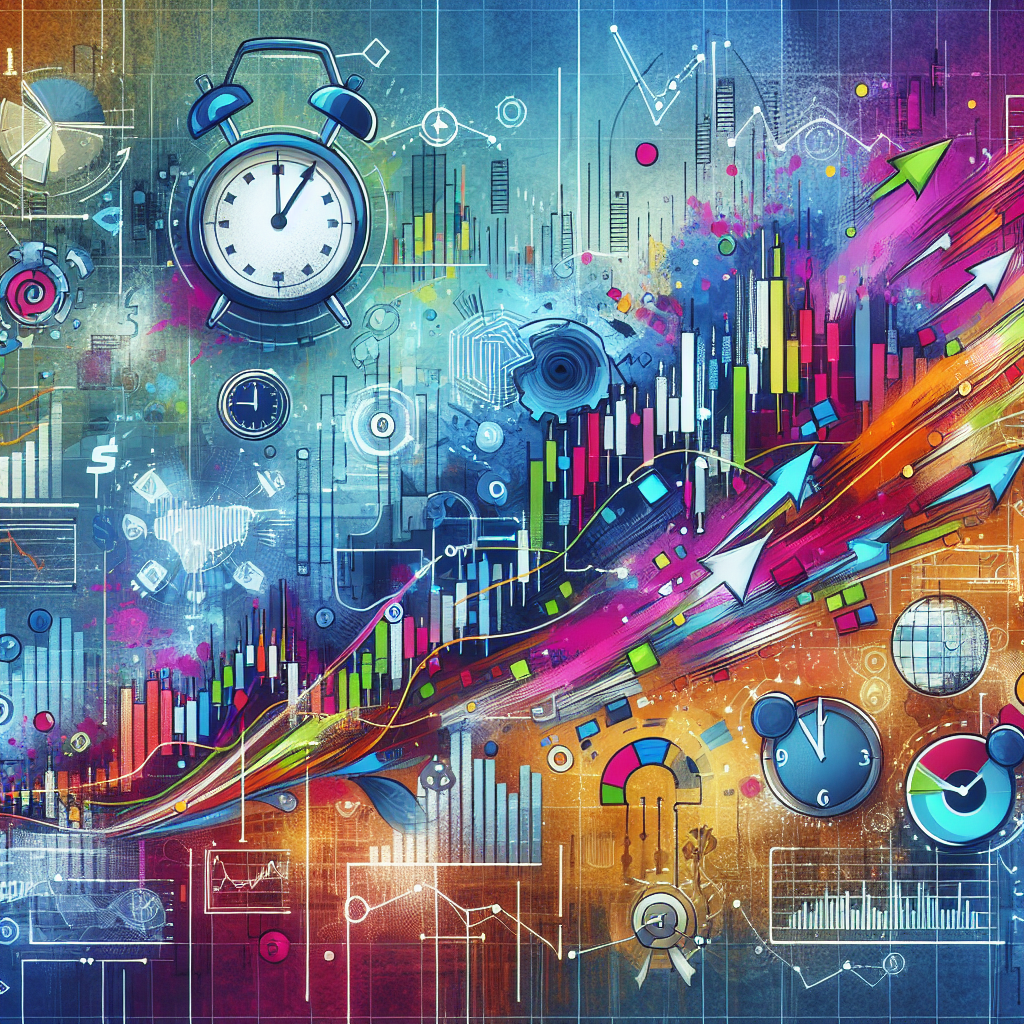A dynamic illustration showcasing efficient scalping techniques in trading, featuring vibrant market graphs, rapid trade execution symbols, and energetic financial elements that convey speed and efficiency.